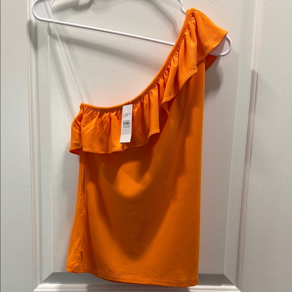 LOFT Women's Orange One-Shoulder Top